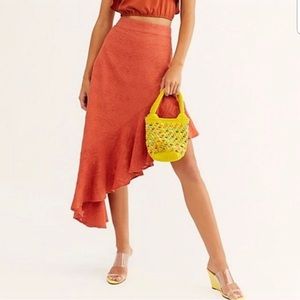 Free People Asymmetrical Skirt in Orange